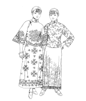A coloring page of chinese clothing